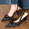 Women's Closed Toe Slingback Stiletto Heels – Bowknot & Rhinestone Sandals by FitiqueFit