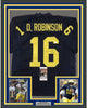 Framed Autographed/Signed Denard Robinson 35x39 Michigan Blue College Football Jersey JSA COA