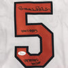 Framed Autographed/Signed Brooks Robinson 1970 WS MVP HOF 1983 35x39 Baltimore White Baseball Jersey JSA COA Holo