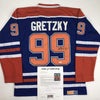 Autographed/Signed Wayne Gretzky Edmonton Blue Hockey Jersey PSA/DNA COA/LOA