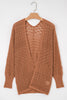 Jet Stream Mix Pattern Hollow Knit Open Front Cardigan