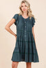 Lace Detail Ruffled Button Down Tiered Dress For Women – Romantic and Feminine Dress with Delicate Lace and Flowing Tiers by Stevvex