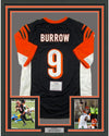 Framed Autographed/Signed Joe Burrow 35x39 Cincinnati Bengals Black Authentic Nike Game Football Jersey Fanatics COA