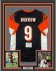 Framed Autographed/Signed Joe Burrow 35x39 Cincinnati Bengals Black Authentic Nike Game Football Jersey Fanatics COA