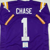 Autographed/Signed Ja'Marr Chase LSU Purple College Football Jersey Beckett BAS COA by Hall of Fame Sports Memorabilia
