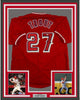 Framed Autographed/Signed Mike Trout 35x39 Los Angeles Red Baseball Jersey Steiner Sports COA Hologram Only