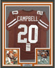 Framed Autographed/Signed Earl Campbell HT 77 35x39 Texas Orange College Football Jersey JSA COA