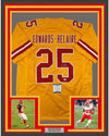 Framed Autographed/Signed Clyde Edwards-Helaire 35x39 Kansas City Yellow Football Jersey Beckett BAS COA