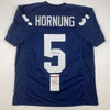 Autographed/Signed Paul Hornung Notre Dame Blue College Football Jersey JSA COA