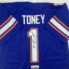 Autographed/Signed Kadarius Toney Florida Blue College Football Jersey JSA COA