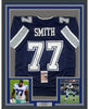 Framed Autographed/Signed Tyron Smith 35x39 Dallas Blue Football Jersey JSA COA