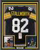 Framed Autographed/Signed John Stallworth HOF 02 35x39 Pittsburgh Black Football Jersey JSA COA
