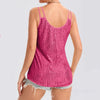 Sequin V-Neck Camisole – Rhinestone Strap Sparkly Top by FitiqueFit