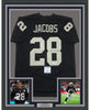 Framed Autographed/Signed Josh Jacobs Viva 35x39 Las Vegas Oakland Black Football Jersey Beckett BAS COA