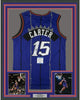 Framed Autographed/Signed Vince Carter 35x39 Toronto Raptors Purple Basketball Jersey Beckett BAS COA