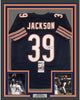 Framed Autographed/Signed Eddie Jackson 35x39 Chicago Blue Football Jersey JSA COA
