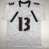 Autographed/Signed John Brown Baltimore White Football Jersey JSA COA