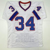 Autographed/Signed Thurman Thomas Buffalo White Stat Football Jersey JSA COA