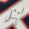 Framed Autographed/Signed Sony Michel 35x39 New England Blue Football Jersey JSA COA