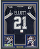 Framed Autographed/Signed Ezekiel Elliott 35x39 Dallas Dark Blue Football Jersey PSA/DNA COA