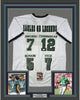 Framed Autographed/Signed Eagles QB Legends McNabb Cunningham Vick Jaworski 35x39 Philadelphia White Football Jersey JSA COA