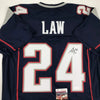 Autographed/Signed Ty Law New England Blue Football Jersey JSA COA by Hall of Fame Sports Memorabilia
