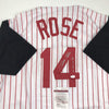 Autographed/Signed Pete Rose 4256 Cincinnati Pinstripe Baseball Jersey JSA COA