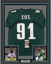Framed Autographed/Signed Fletcher Cox 35x39 Philadelphia Green Football Jersey JSA COA