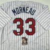 Autographed/Signed Justin Morneau Minnesota Pinstripe Baseball Jersey JSA COA