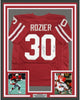 Framed Autographed/Signed Mike Rozier 35x39 Heisman 1983 Nebraska Red College Football Jersey Tristar COA Holo