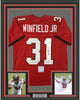 Framed Autographed/Signed Antoine Winfield Jr 35x39 Tampa Bay Red Football Jersey PSA/DNA COA by Hall of Fame Sports Memorabilia