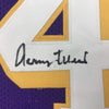 Framed Autographed/Signed Jerry West 35x39 Los Angeles LA Purple Basketball Jersey JSA COA
