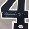 Framed Autographed/Signed Mariano Rivera 35x39 New York Grey Baseball Jersey PSA/DNA COA