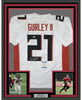 Framed Autographed/Signed Todd Gurley II 35x39 Atlanta White Football Jersey Beckett BAS COA