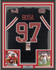 Framed Autographed/Signed Joey Bosa 35x39 Ohio State Black College Football Jersey JSA COA