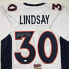 Autographed/Signed Phillip Lindsay Denver White Football Jersey JSA COA