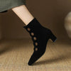 Women’s Retro Suede Chunky-Heel Side-Zip Ankle Boots by FitiqueFit
