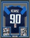 Framed Autographed/Signed Jevon Kearse 35x39 Tennessee Dark Blue Football Jersey JSA COA