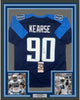 Framed Autographed/Signed Jevon Kearse 35x39 Tennessee Dark Blue Football Jersey JSA COA