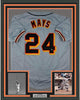 Framed Autographed/Signed Willie Mays 35x39 San Francisco Grey Baseball Jersey Say Hey Hologram COA