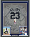 Framed Autographed/Signed Don Mattingly 35x39 New York Grey Baseball Jersey JSA COA