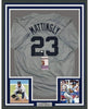 Framed Autographed/Signed Don Mattingly 35x39 New York Grey Baseball Jersey JSA COA