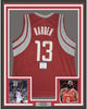 Framed Autographed/Signed James Harden 35x39 Houston Red Basketball Jersey Beckett BAS COA