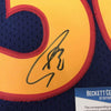 Framed Autographed/Signed Stephen Steph Curry 35x39 Golden State Blue Rookie Basketball Jersey Beckett BAS COA