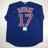 Autographed/Signed Kris Bryant Chicago Blue Baseball Jersey Beckett BAS COA