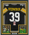 Framed Autographed/Signed Minkah Fitzpatrick 35x39 Pittsburgh Black Football Jersey JSA COA