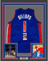 Framed Autographed/Signed Chauncey Billups 35x39 Detroit Blue Basketball Jersey JSA COA