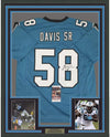 Framed Autographed/Signed Thomas Davis Sr. 35x39 Carolina Blue Football Jersey JSA COA