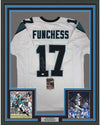 Framed Autographed/Signed Devin Funchess 35x39 Carolina White Football Jersey JSA COA