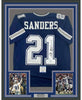 Framed Autographed/Signed Deion Sanders 35x39 Dallas Blue Football Jersey Beckett BAS COA